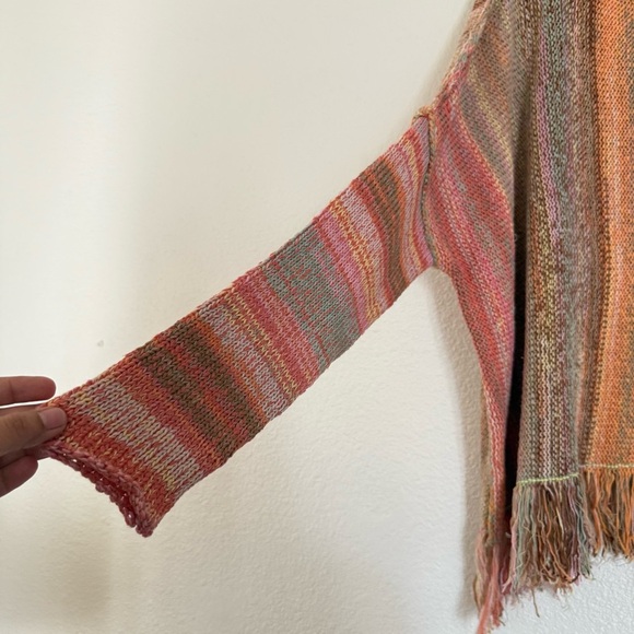 Free People Radiate Striped Pullover Fringed NWT Confetti Combo Sweater Size M - Picture 7 of 12